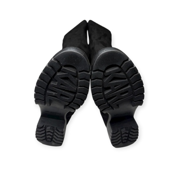 Karl Lagerfeld Black and Cream Over the Knee Boots - Picture 10 of 10